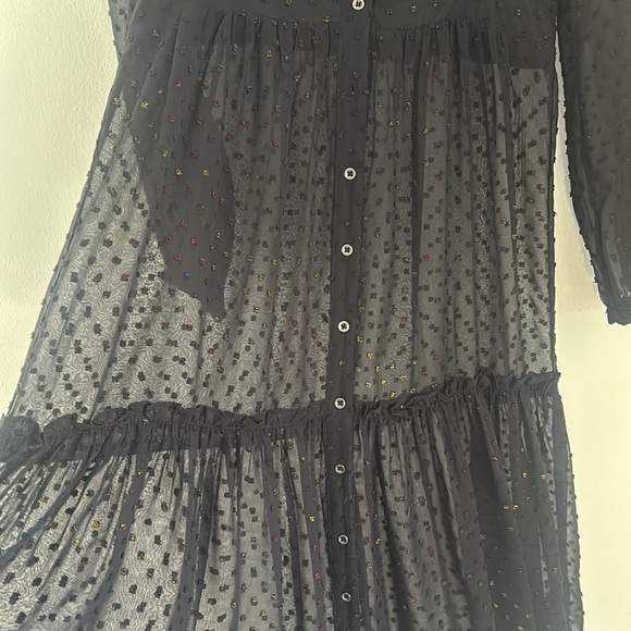 Anthropologie Audrey Clip Dot Shirt Dress in Black - Picture 6 of 10